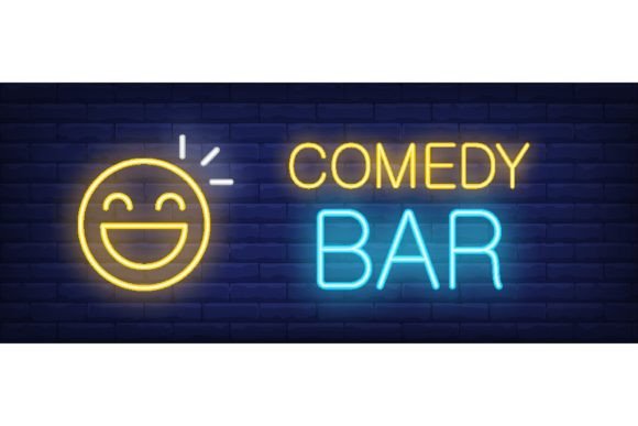 Download Comedy Bar Neon Text with Happy Smiley. - Happy Collection
