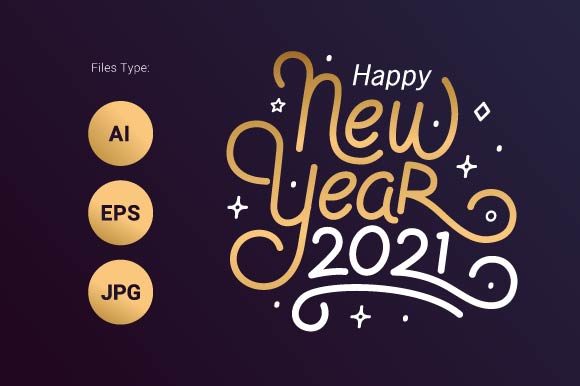 Download Lettering Happy New Year 2021 - Happy Collection