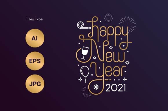 Download Happy New Year 2021 Lettering Typography - Happy Collection