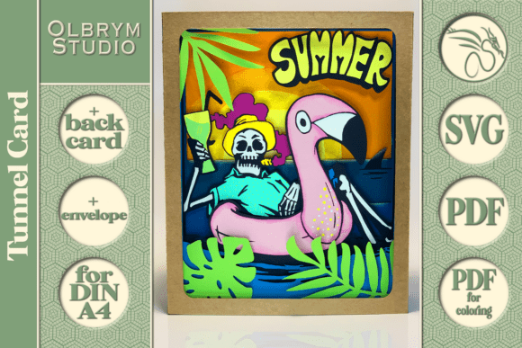 Download Skeleton Vacation 3D Tunnel Card SVG - Tunnel Collection