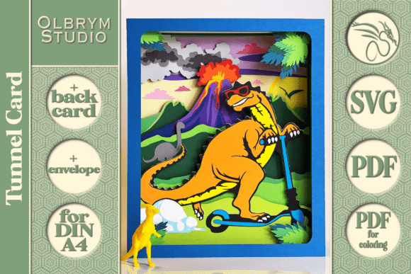 Download Dinosaur T Rex 3D Tunnel Card SVG - Tunnel Collection
